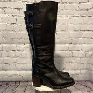 Santana Canada Sanita Black Leather Heeled Boots Sz 7